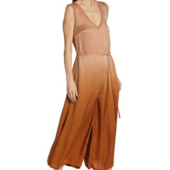 Raquel Allegra luxe Rust bronze Ombré Tie Waist Wide Leg...
